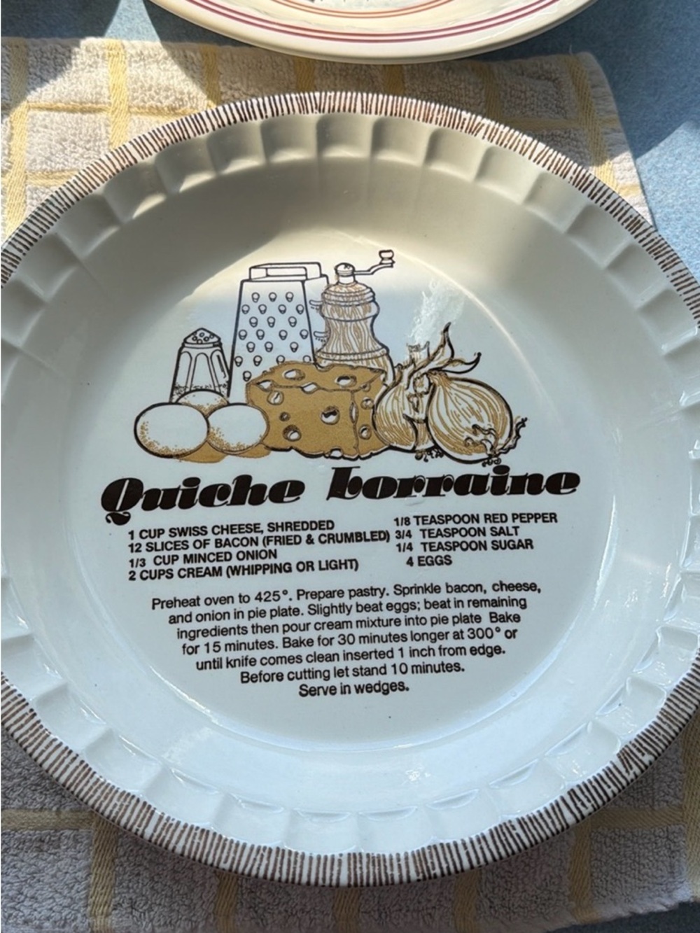Quiche Lorraine Ceramic Ceramic Pie Plate With Directions
